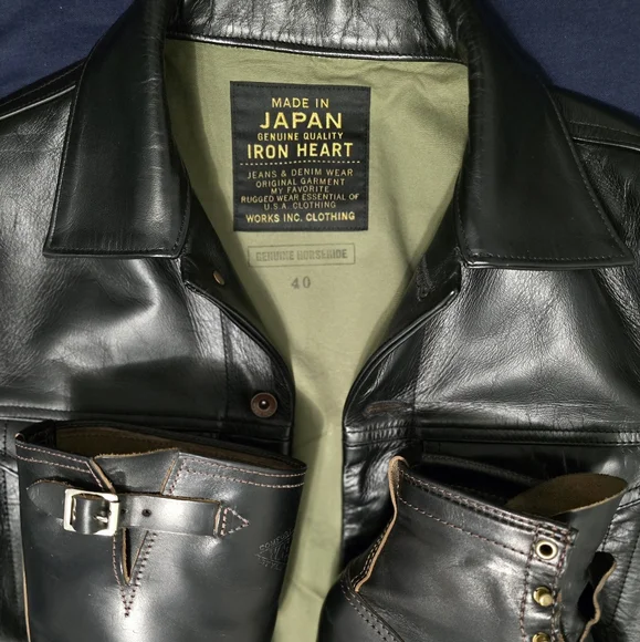 Black Leather Jacket IHJ-64 - Picture 2 of 2